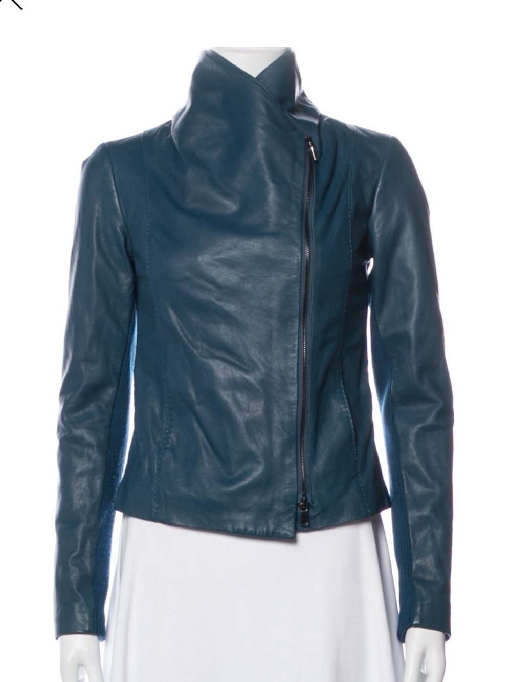 Vince Teal Leather Jacket - Slim Fit